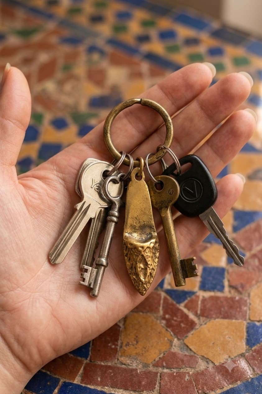 Porte-clés babouche en cuivre